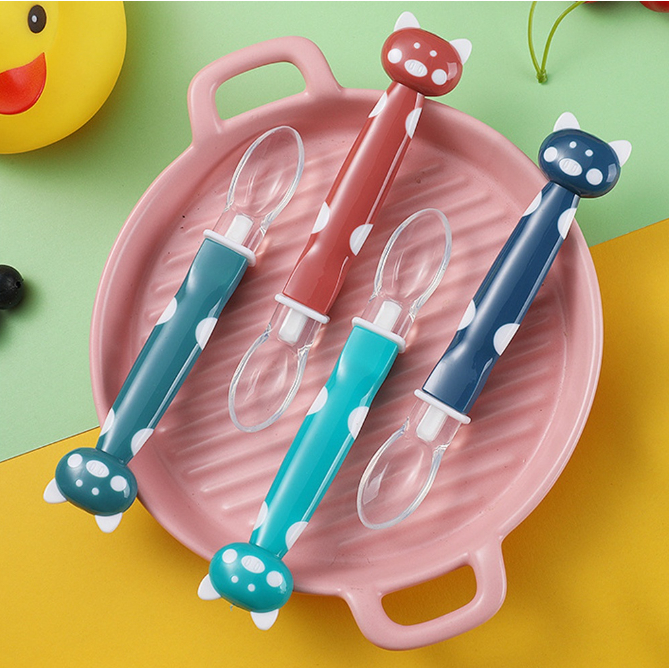 Sendok Makan Bayi Silikon Polkadot / Sendok Makan Bayi Lentur Silicone Tahan Panas /  SENDOK BAYI KARTUN LUCU BABY SAFETY SPOON