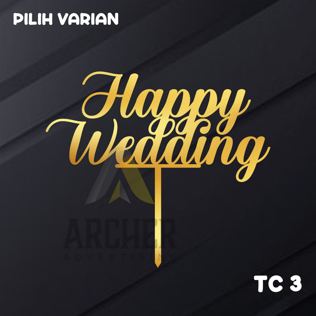 TOPPER CAKE WEDDING AKRILIK MIROR GOLD 2 MM