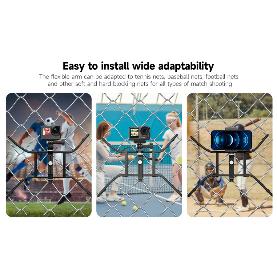 TELESIN Adjustable Universal Fence Mount for Action Cameras/ Phones