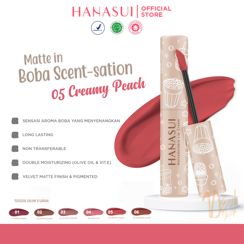 Hanasui Mattedorable Lip Cream Boba Edition-05 Creamy Peach