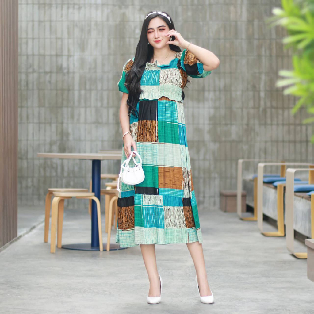 Daster Smok Lengan Pendek Cantik  Elegan Daster Remaja Kekinian Dress Amelia Model Baru