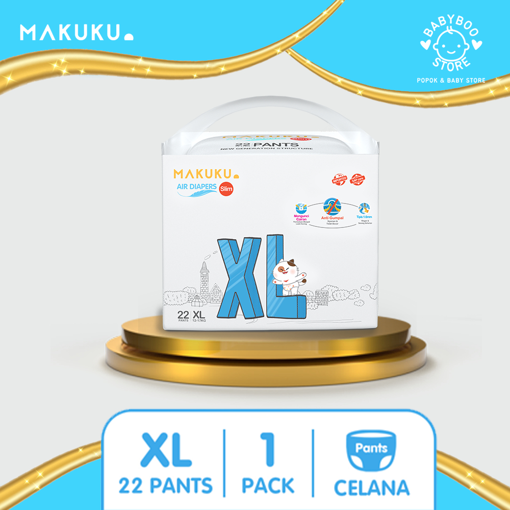 MAKUKU SAP Diapers Slim Pants XL22 Popok Bayi Celana Tipis Anti Gumpal Cepat Kering dan Mencegah Ruam