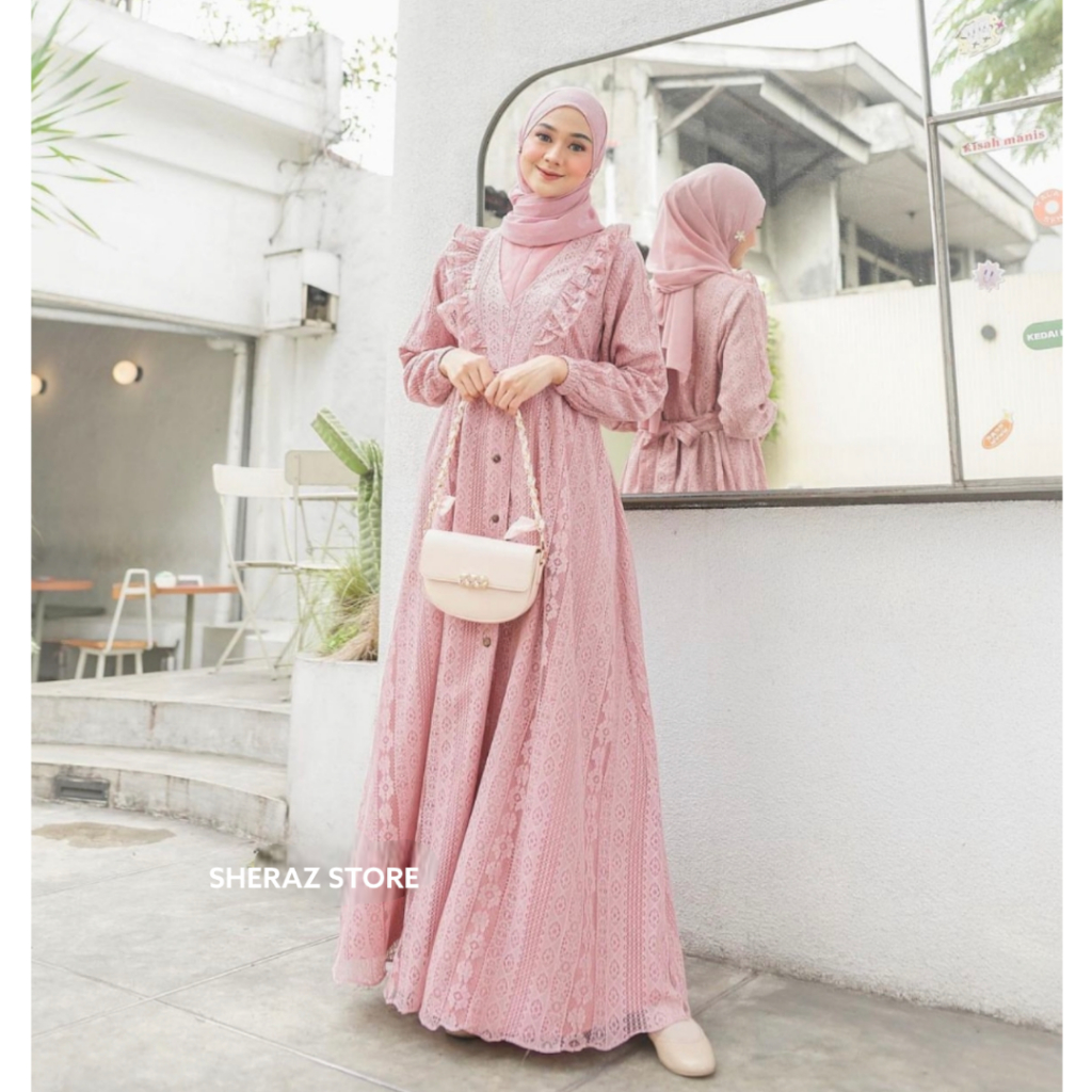 BELLA DRESS S M L XL XXL XXXL 5L Gamis Kondangan Brukat Wanita Jumbo Ld 120 130 140 Terbaru 2023