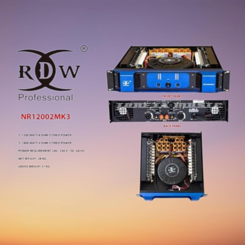 Power Amplifier RDW NR 12002 PRO / NR 12002PRO Class H - 2 channel