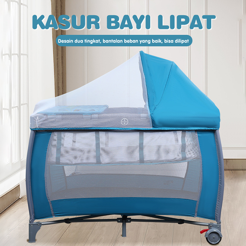 0-3 Tahun Tempat Tidur Multifungsi Portabel/Playpen untuk balita/Tempat tidur bayi lipat ganti popok/Matras tidur bayi