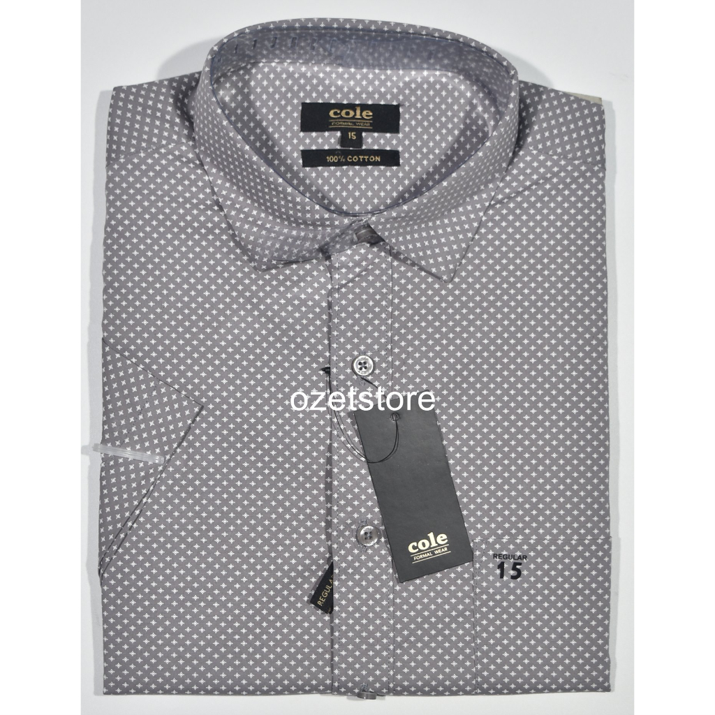 Kemeja Pria Formal Lengan Pendek COLE Abu Reguler KCR152