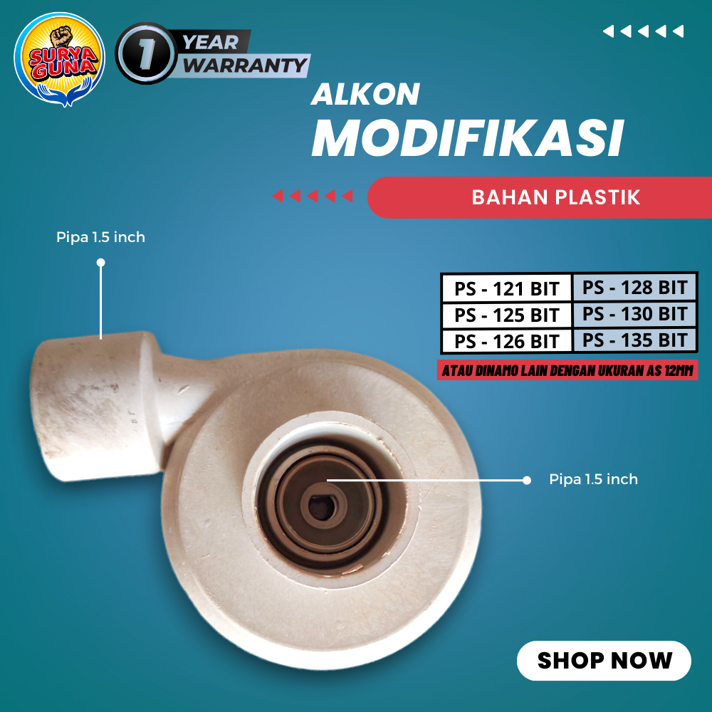 HARGA ALKON MODIFIKASI KEONGAN BAHAN PLASTIK PIPA 1.5 DIM UKURAN 12 MM