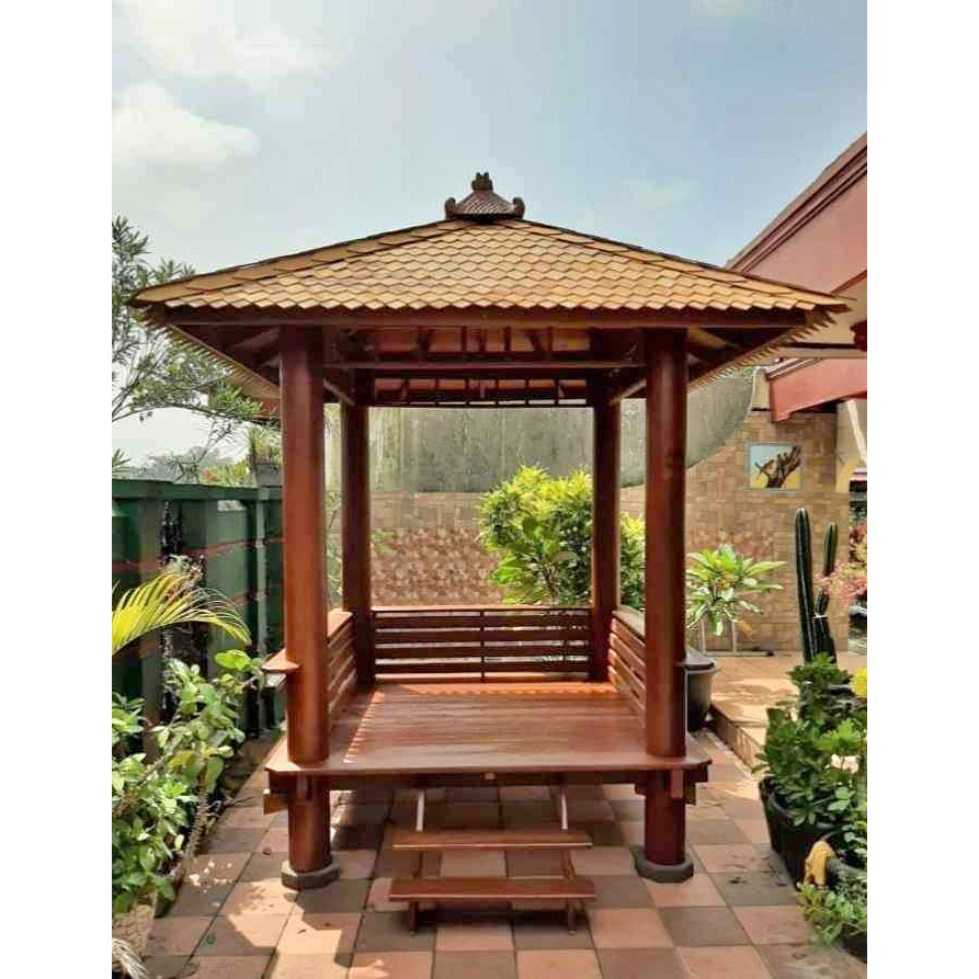 gazebo jati ukuran 2x2m kayu jati