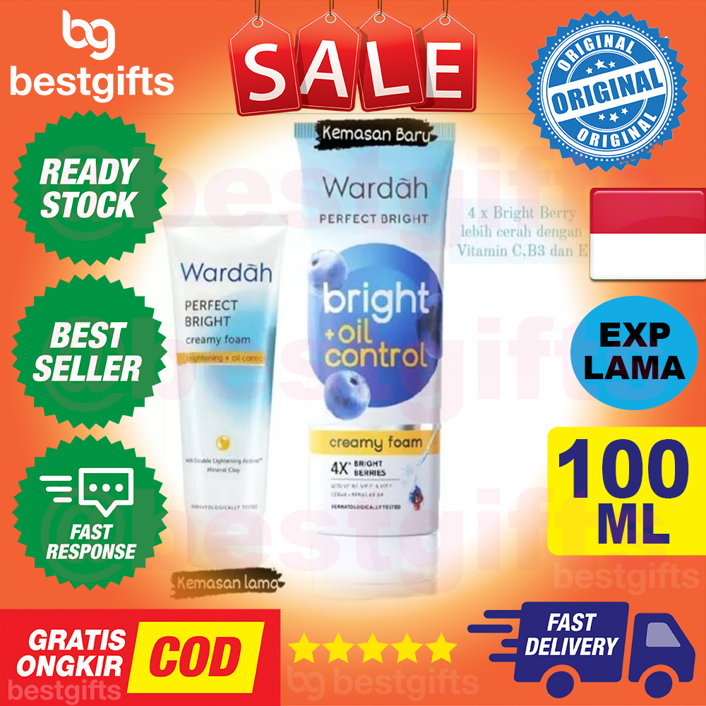 WARDAH PERFECT BRIGHT CREAMY FOAM BRIGHT + OIL CONTROL MENCERAHKAN DAN MENUTRISI KULIT 100 ML