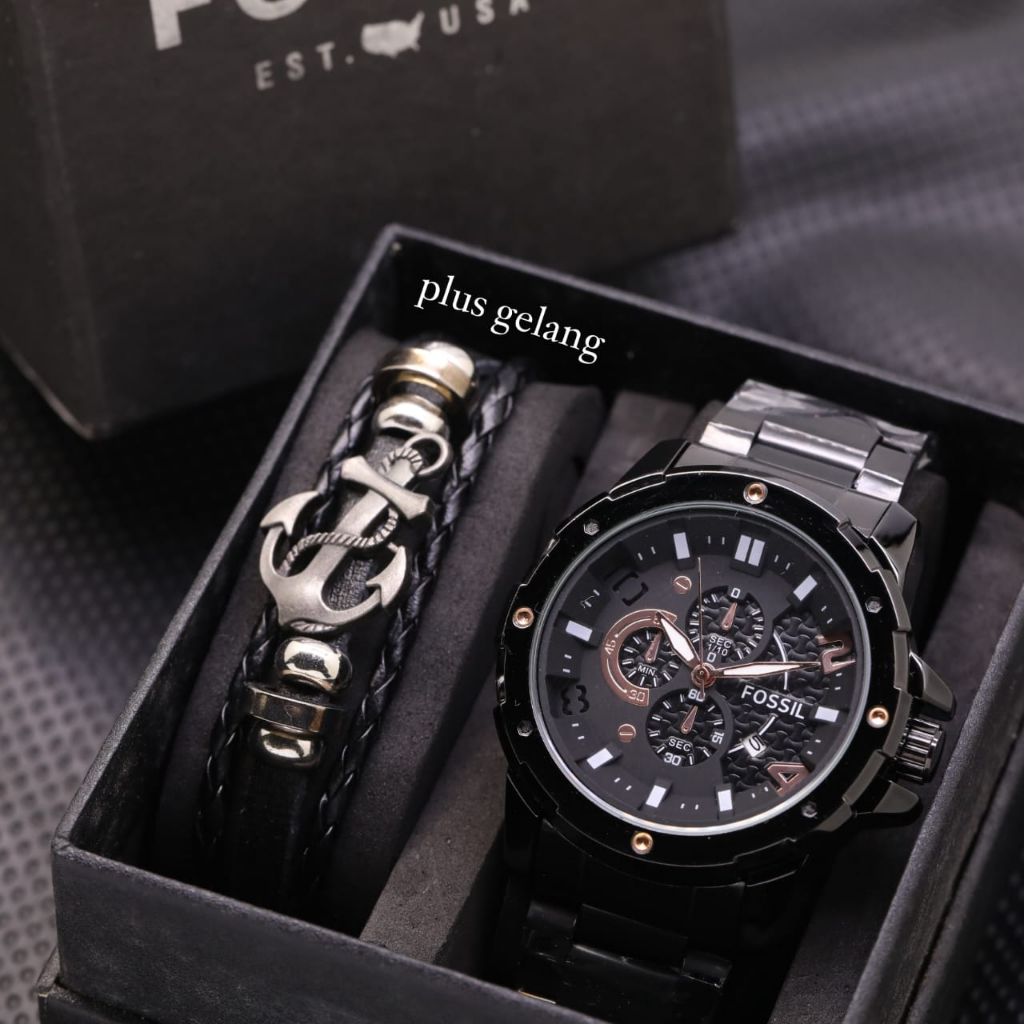 BEST SELLER JAM TANGAN PRIA TALI RANTAI STAINLESS 95100 TL FREE GELANG &amp; BATERAI CADANGAN BOX