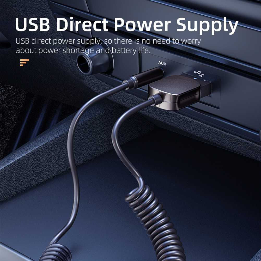Audio Bluetooth Receiver Adapter Mobil 5.0 Memory Pair USB AUX Audeo Wireless Jangkauan Bluetoth Luas Berkualitas