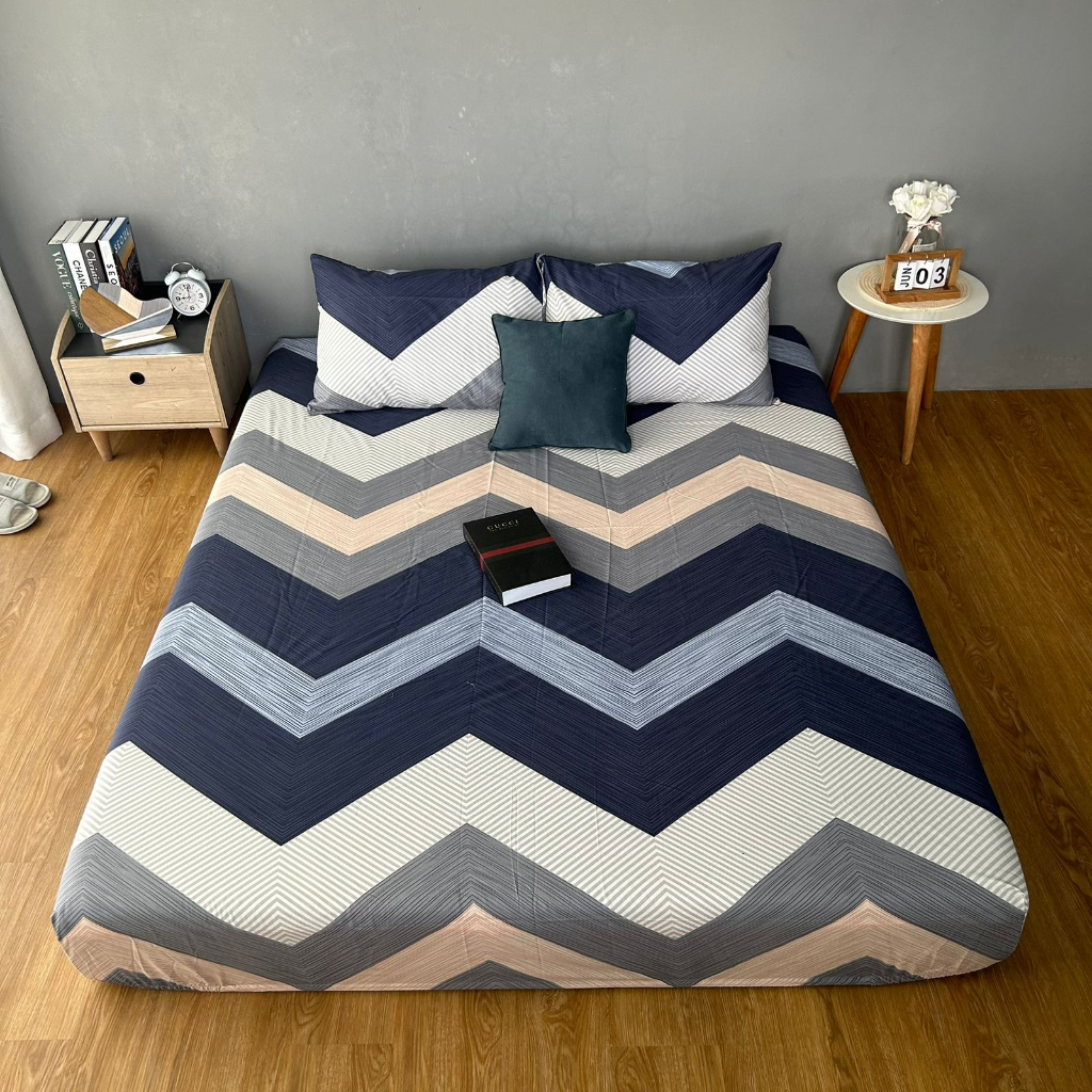 Sprei Katun Premium Anti Geser | minimalis Barkeley &amp; Jonas Navy | ukuran 90 100 120 160 180