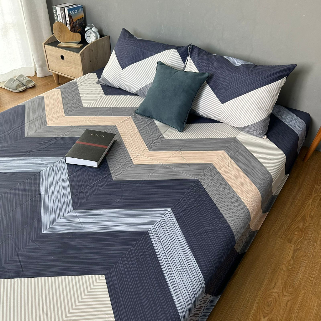 Sprei Katun Premium Anti Geser | minimalis Barkeley &amp; Jonas Navy | ukuran 90 100 120 160 180