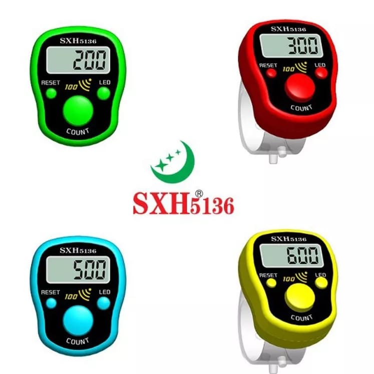 ASEMKAJKT - Tasbih Alarm LED SHX5136 Digital Finger Counter LED Alarm 100 Akan Bunyi 3 Tombol