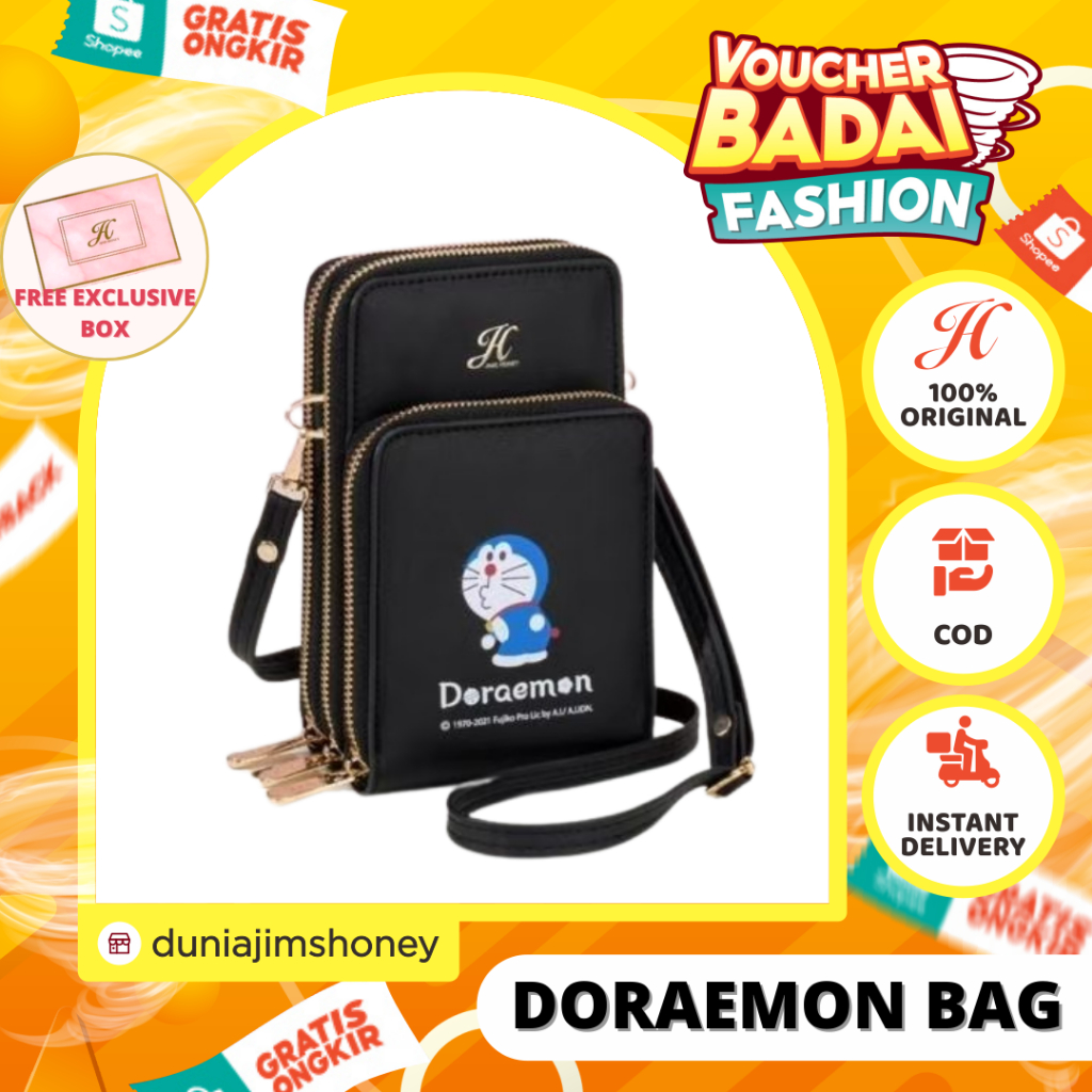 JIMS HONEY DORAEMON MINI BAG ORI TAS SELEMPANG HP WANITA FREE BOX