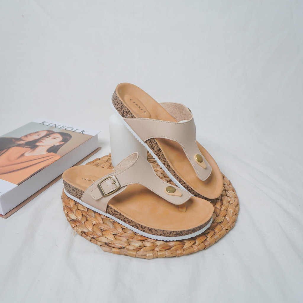 Adarastore - Lapepa KANIA Sandal  Jepit Wanita Casual Sendal Santai Cewek Sol Puyuh Model Birken Kekinian