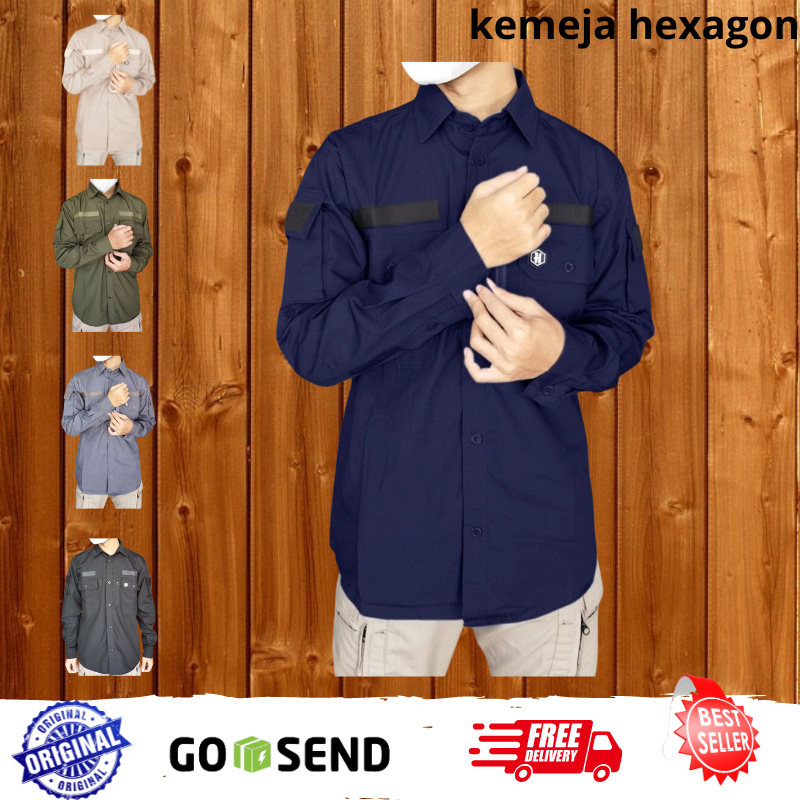 kemeja tactical hexagon panjang / kemeja lapangan / kemeja outdoor