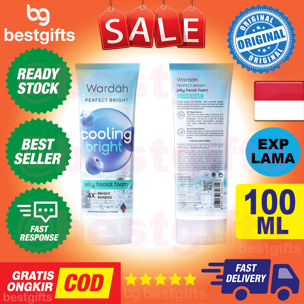 WARDAH PERFECT BRIGHT COOLING BRIGHT JELLY FACIAL FOAM MENUTRISI MENCERHAKAN KULIT 100 ML