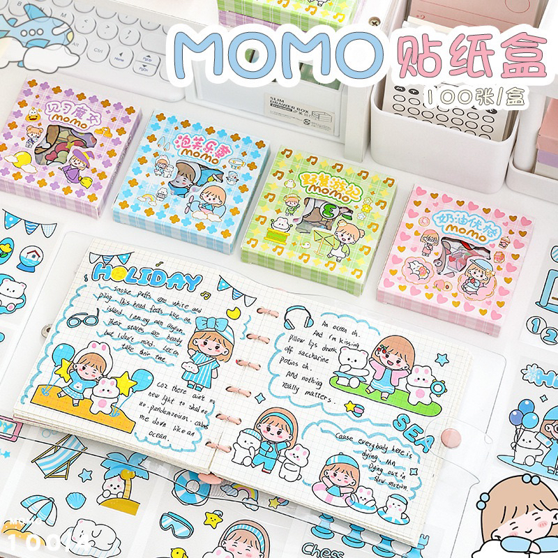 

[100 LEMBAR] STIKER MOMO | STIKER FANCY BOX KECIL