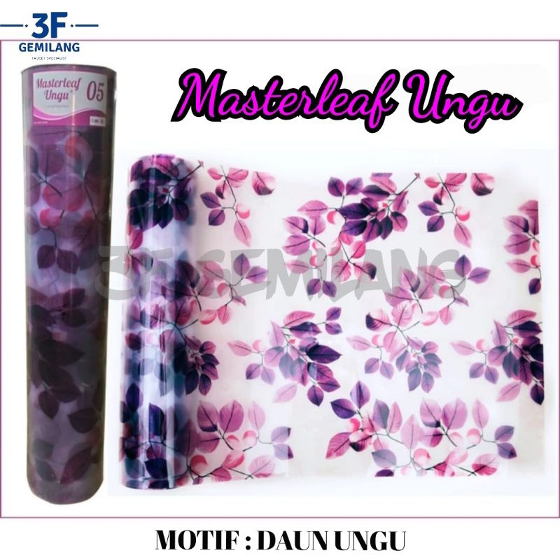 MASTERLEAF - Fiber Plastik Penutup Pagar Rumah Motif Daun Ungu Meteran