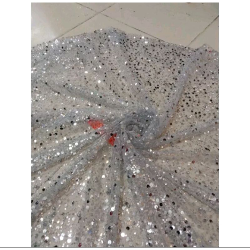 kain Tile sequin spraingkle mutiar Bahan Tule tile sequin mutiar kain kebaya new  glowing meteran g