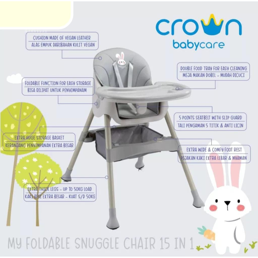 Snuggle My Foldable Chair 15in1 CR228 - Kursi Makan Anak Multifungsi