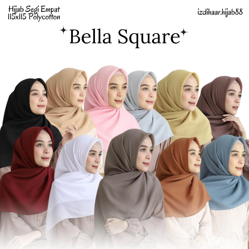 IZH Bella Square 50 Warna Hijab Jilbab Segi Empat Polycotton Premium  - Kerudung Segiempat Bela Square Premium