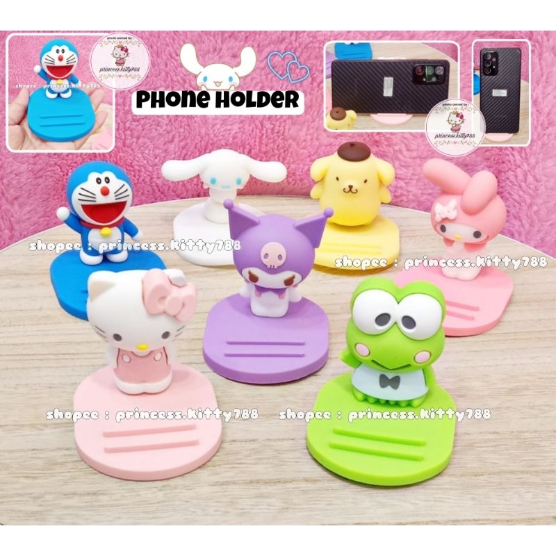DUDUKAN HP KARET KARAKTER LUCU MOTIF HELLO KITTY MELODY KUROMI CINNAMOROLL POMPOMPURIN KEROPPI DORAE