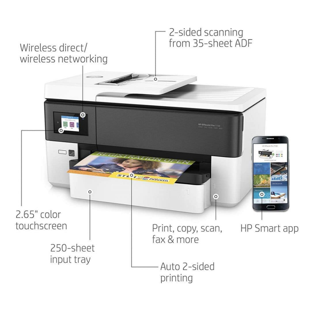 Printer HP OfficeJet 7720 A3 Print Scan Copy Fax Wireless All in One