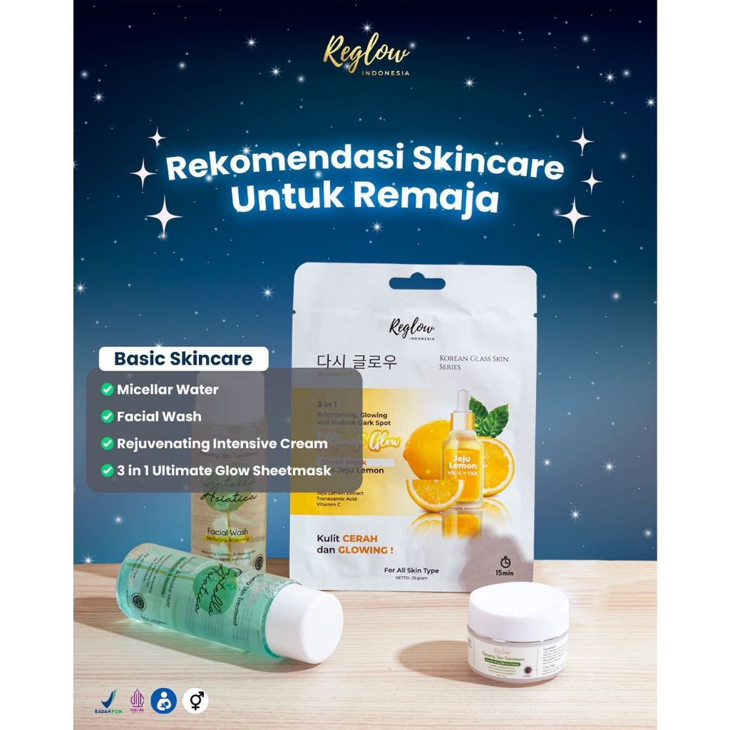 AGEN RESMI - PAKET SKINCARE BASIC REMAJA - REGLOW SKIN TREATMENT - SKINCARE DOKTER SHINDY PUTRI