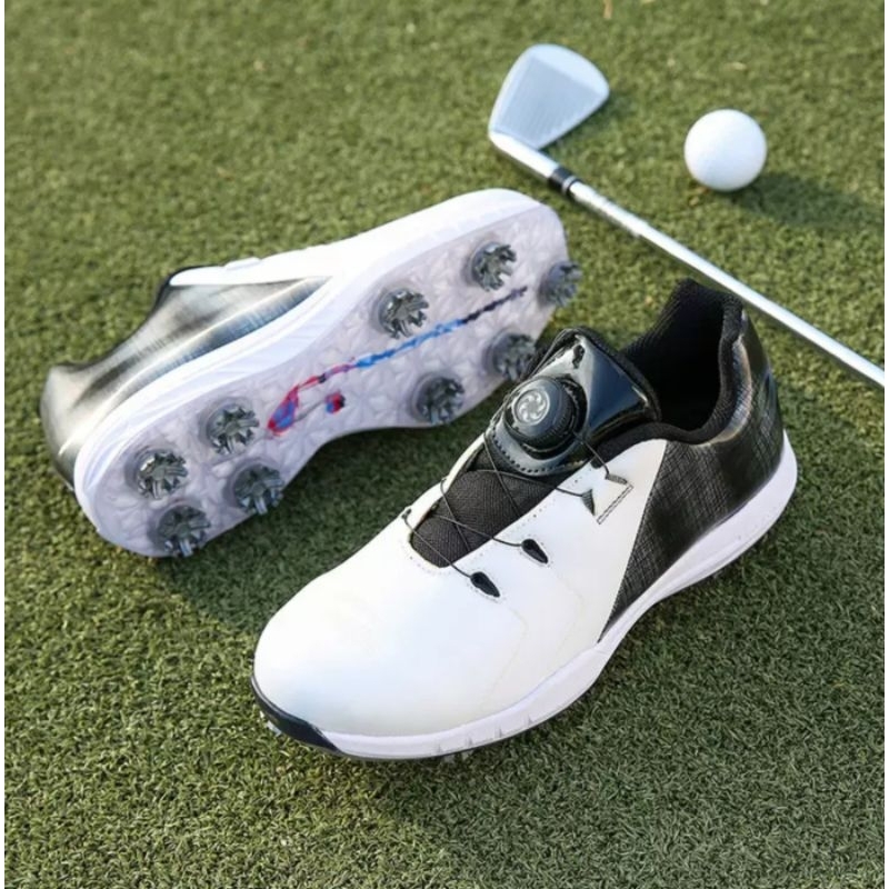 Sepatu Golf Tali Knob BOA Shoes Golf White Black 8001