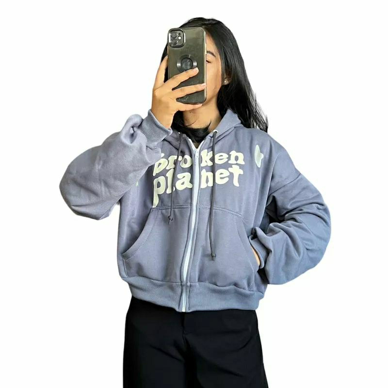 Jaket Croope Wanita • Broken Planet Zipper Hoodie Kekinian