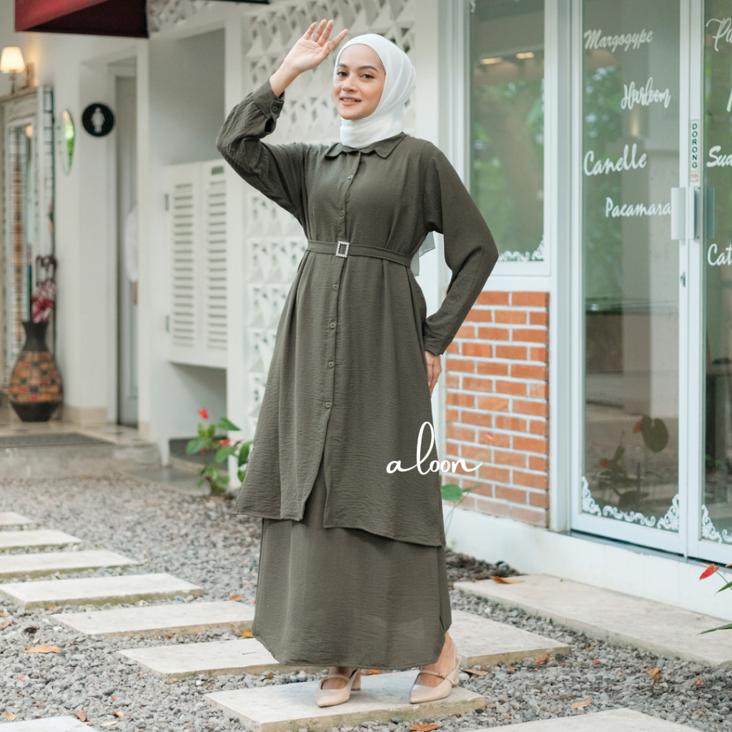 Elma One Set Rok Bahan Crinkle Airflow Busui Friendly – Setelan Rok Wanita