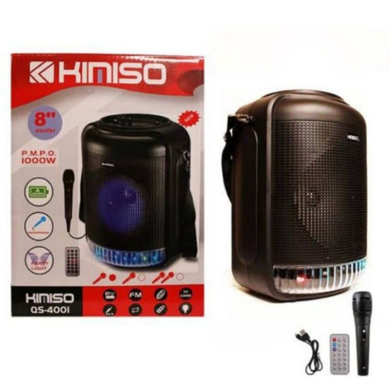 Speaker Kimiso QS-4001 Bonus Mic + Remot Speaker Bluetooth Karaoke 8"