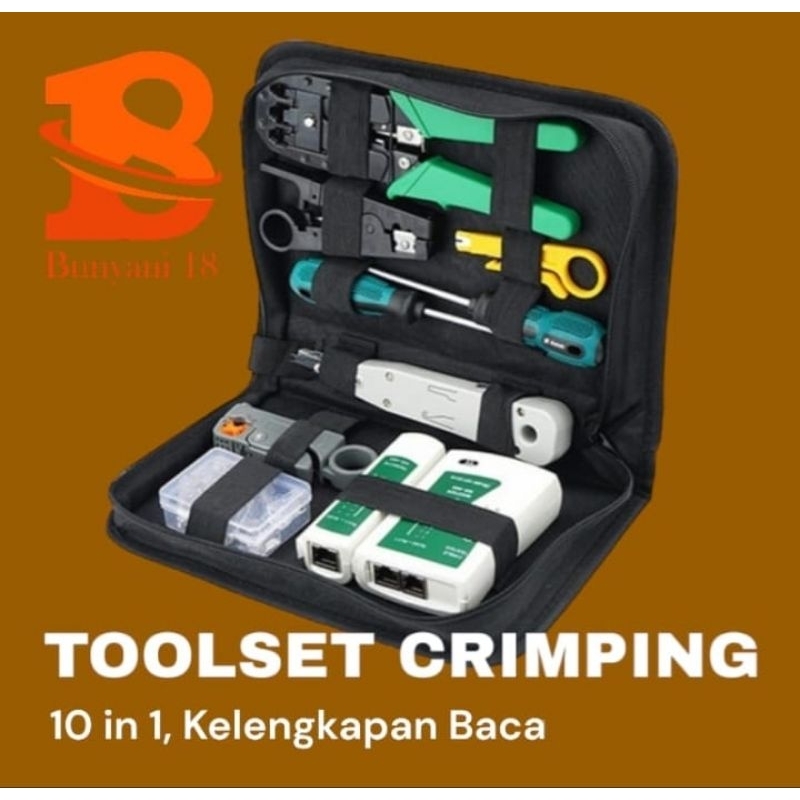 PAKET TOOLKIT NETWORK REPAIR TANG CRIMPING LAN TESTER RJ45 RJ11 PLUGBOOT BARU