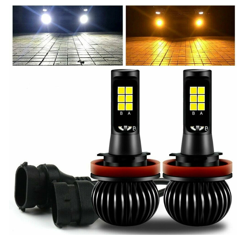 2x Lampu Kabut Mobil 2 Warna LED H4 H8 H9 H11 Putih + Kuning