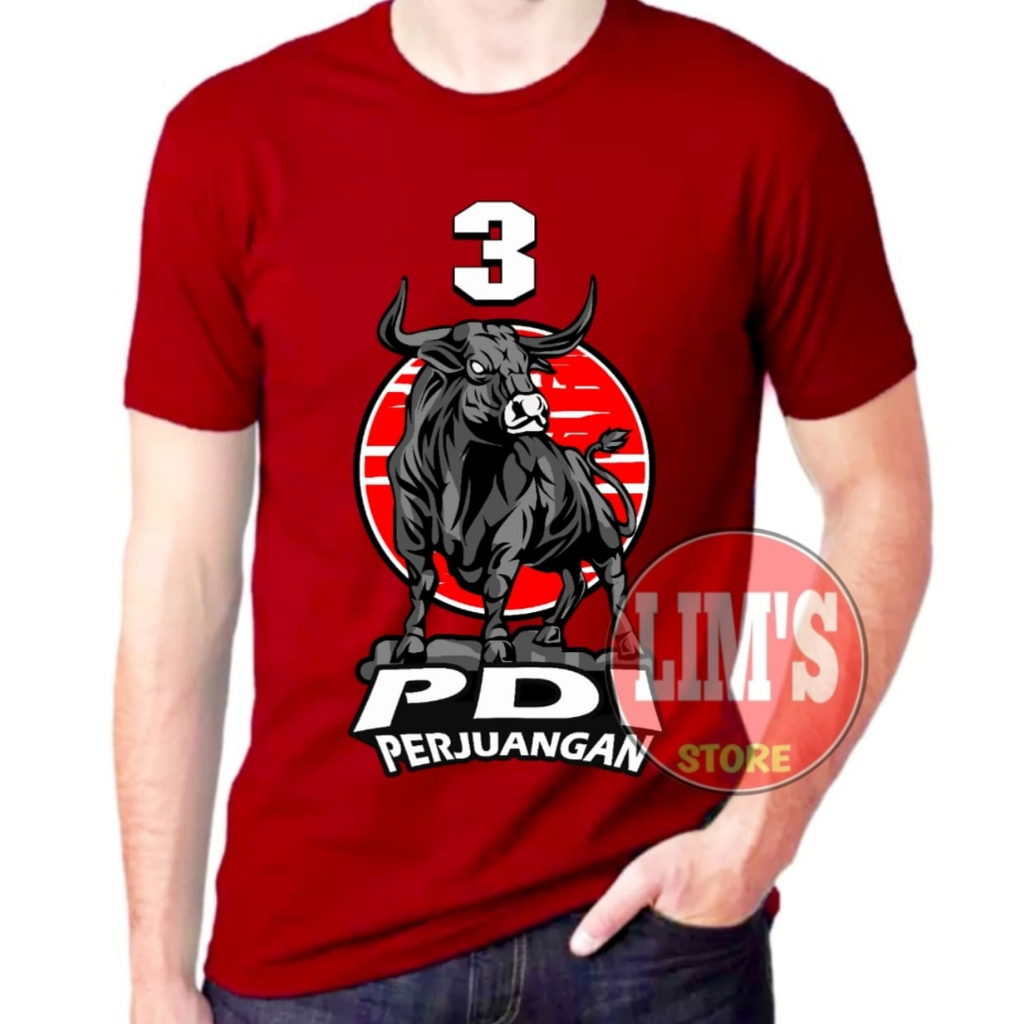 Kaos PDI Perjuangan motif banteng