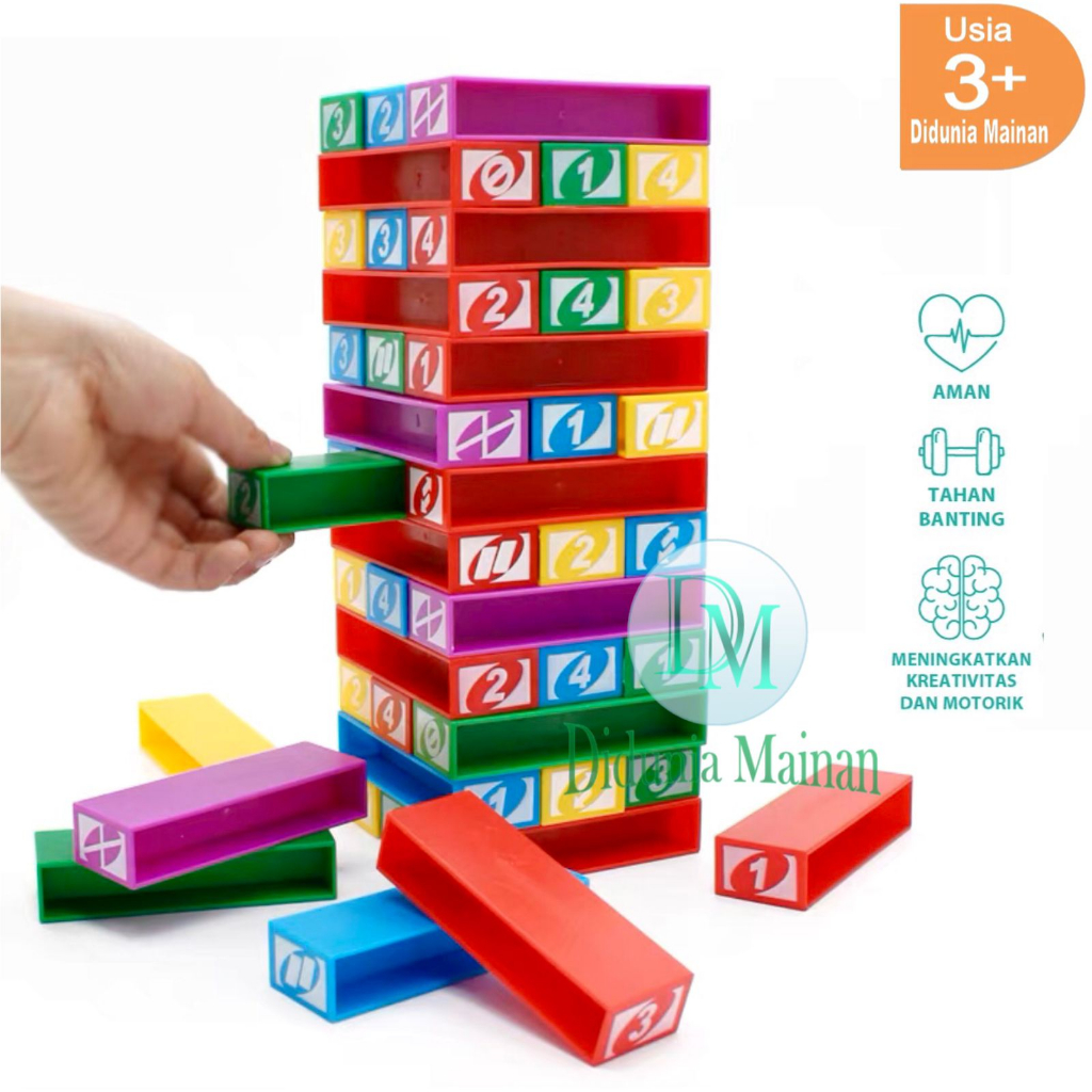 Mainan stacko edukasi anak susun tower balok permainan keseimbangan family fun game block set