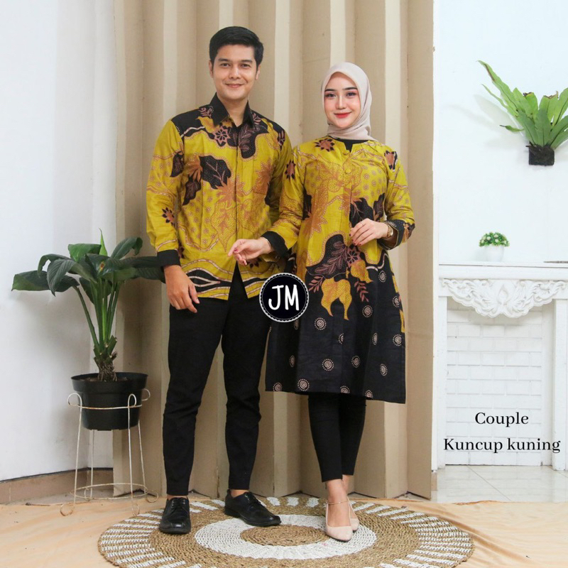 Batik Couple Tunik Baju Batik Couple Modern Premium Kancing Depan Busui M L XL XXL Ready Seragam