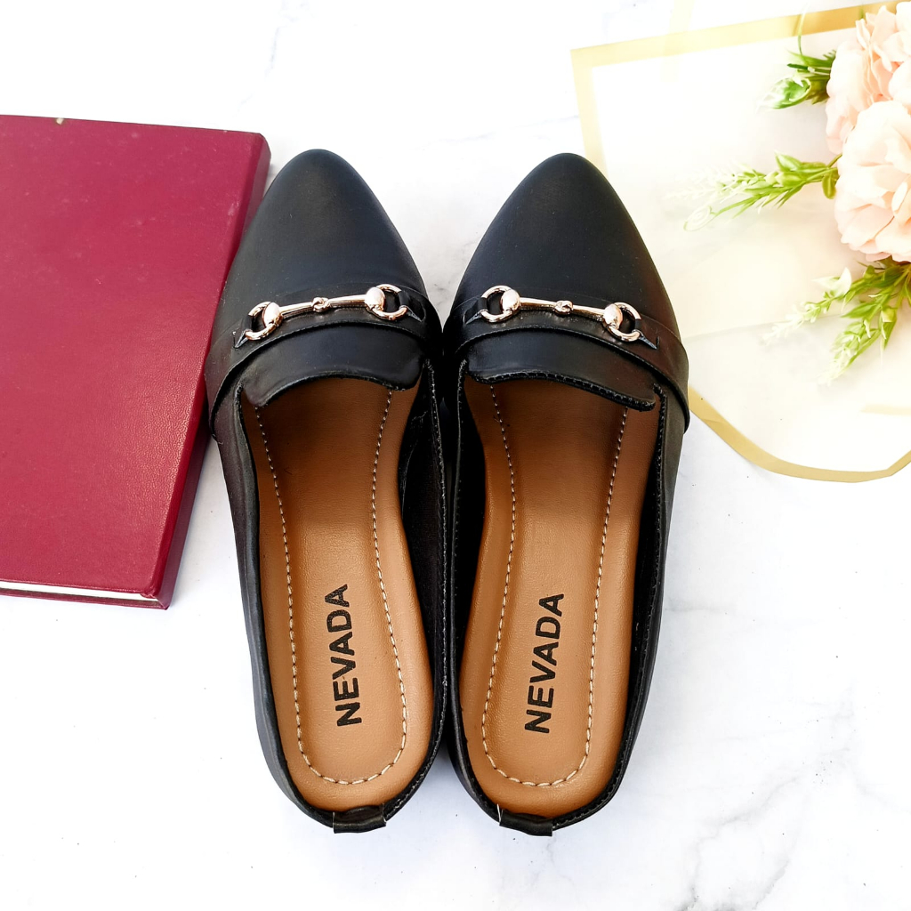 Sepatu Wanita Slip On Mules NVD - Sandal Flatshoes Nevada Kekinian