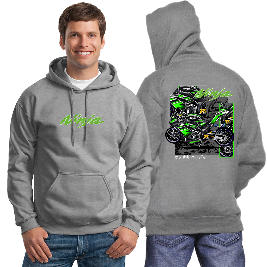 JAKET MOTOR KAWASAKI NINJA 4 TAK SWEATER HOODIE COTTON FLEECE TEBAL