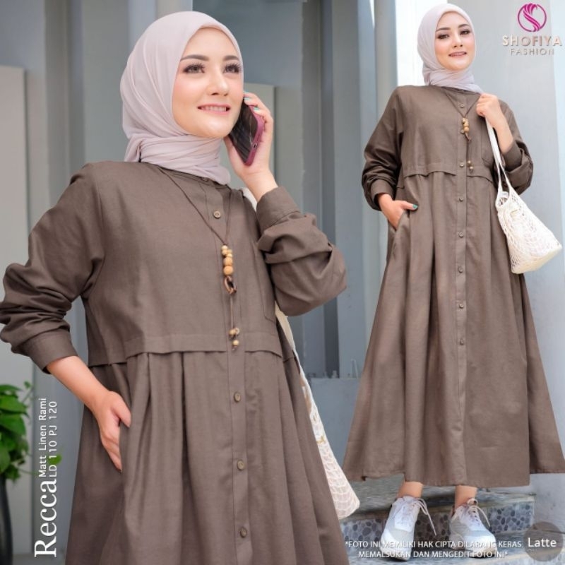 [BARU] RECCA BY SHOFIYA MIDI DRESS CANTIK LD 110 KANCING AKTIF