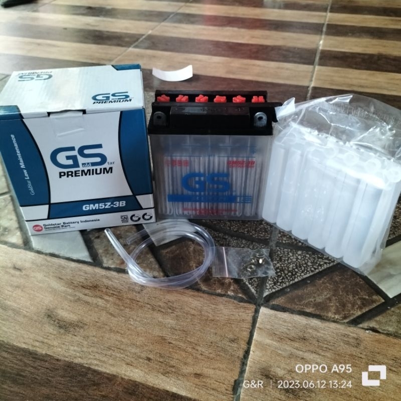 AKI ACCU BATTERY TIPE GS PREMIUM GM5Z-3B AKI BASAH AKI MOTOR MIO JUPITER VEGA SUPRA LEGENDA