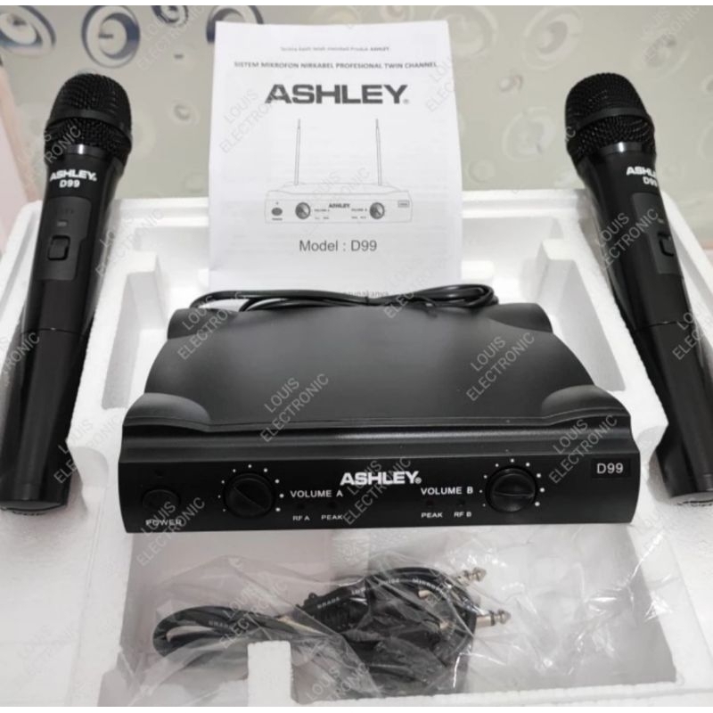 Mic Microphone Wireless ASHLEY D99 D 99 2 Mic Handheld ORIGINAL