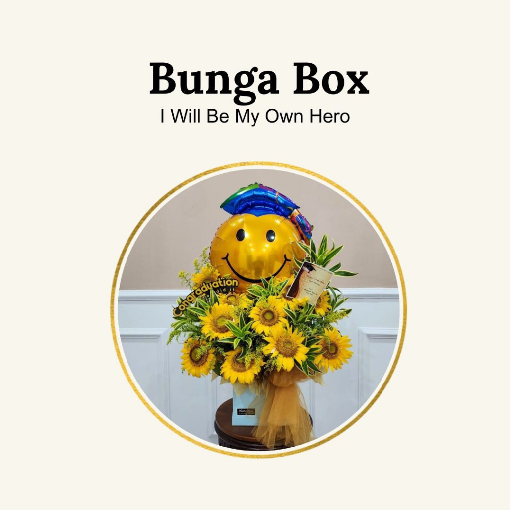 Dqueen Florist - Bunga Box Matahari Asli Sun Flowers Graduation