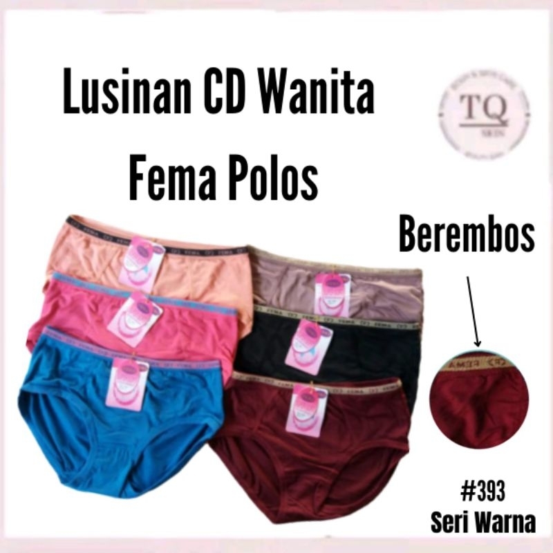 Celana Dalam Wanita Fema 393 Lusinan Jumbo Murah Grosir Import Katun CD wanita celana pendek daleman