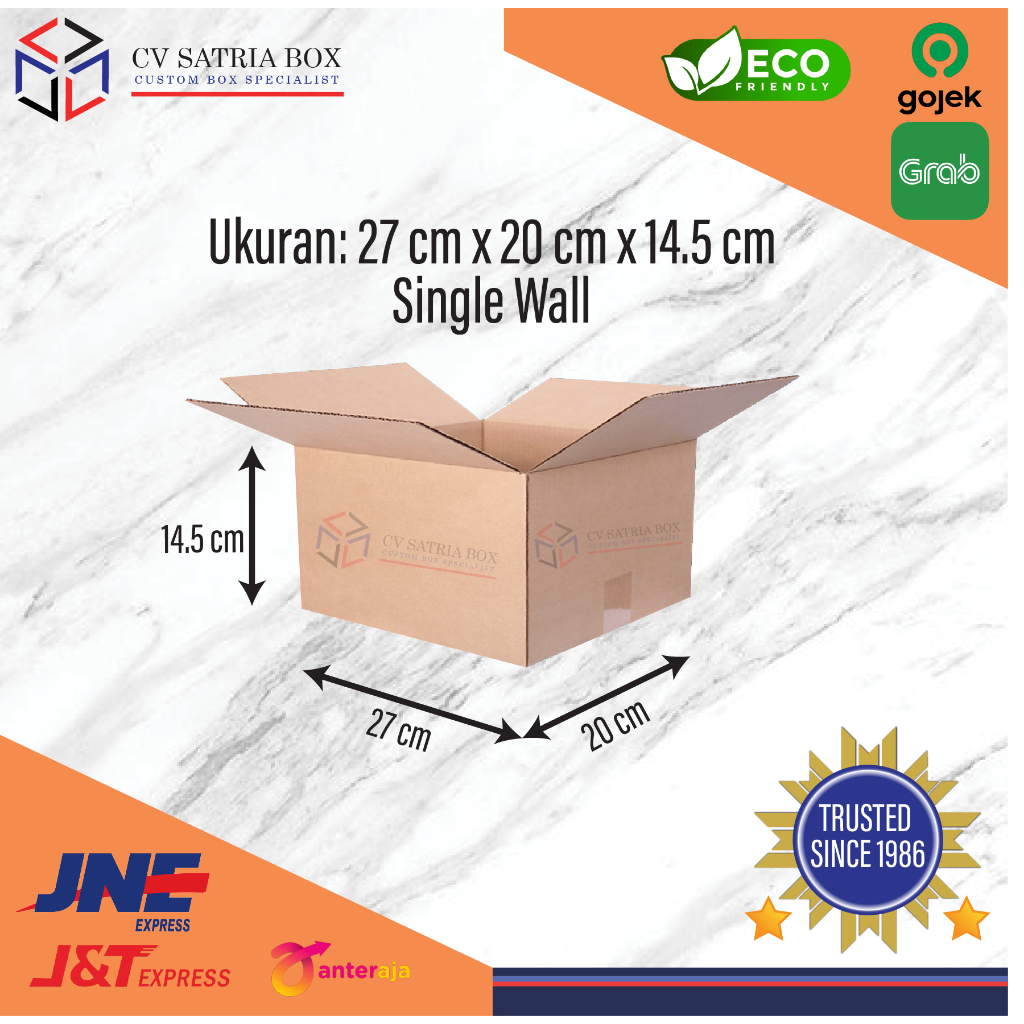 

Dus Packing Kardus Karton Box Corrugated Polos Murah Ukuran 27x20x14.5 cm (P x L x T) - Single Wall