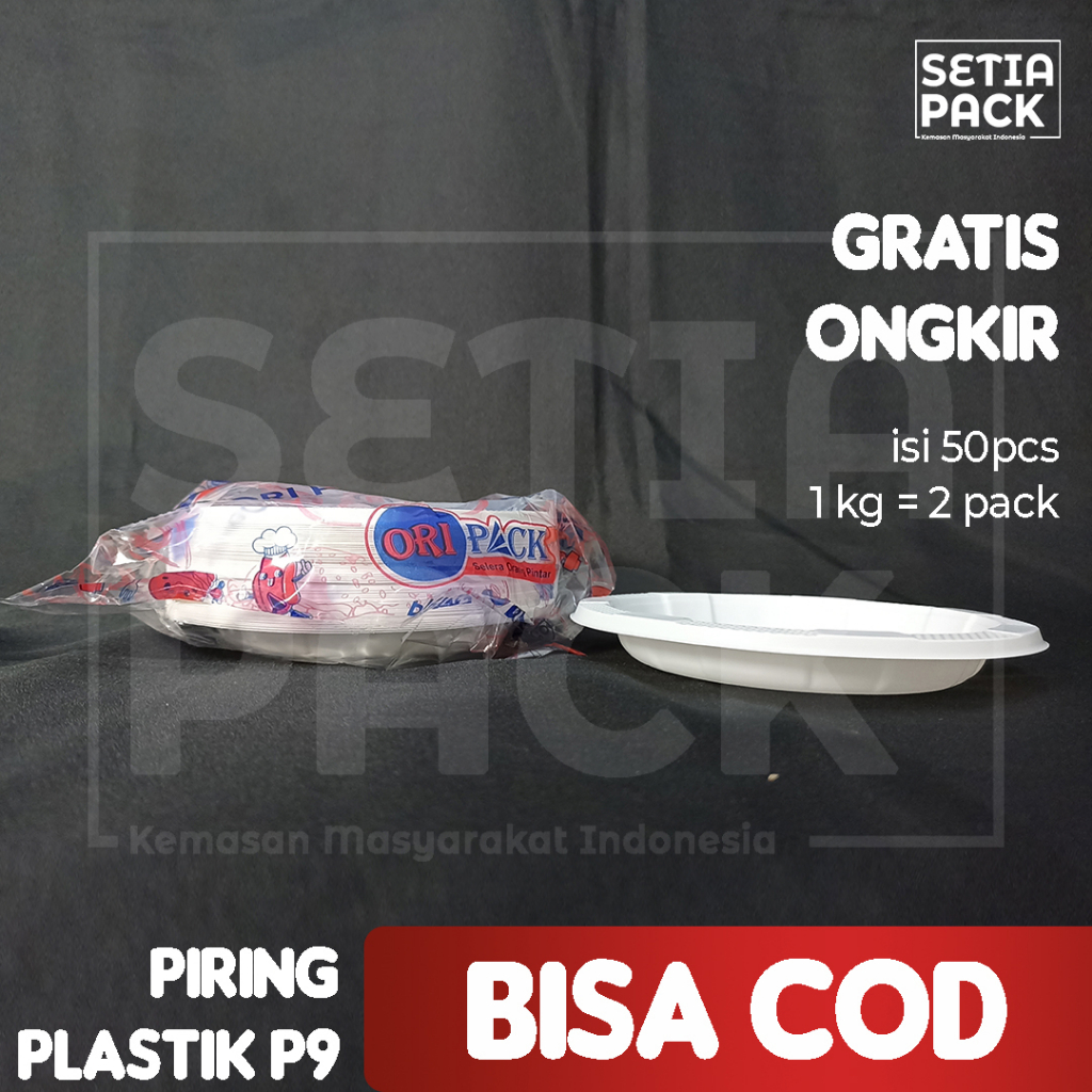 Piring Makan Plastik 50pcs Lauk Catering Ukuran 9 Murah Tebal Disposable Sekali Pakai