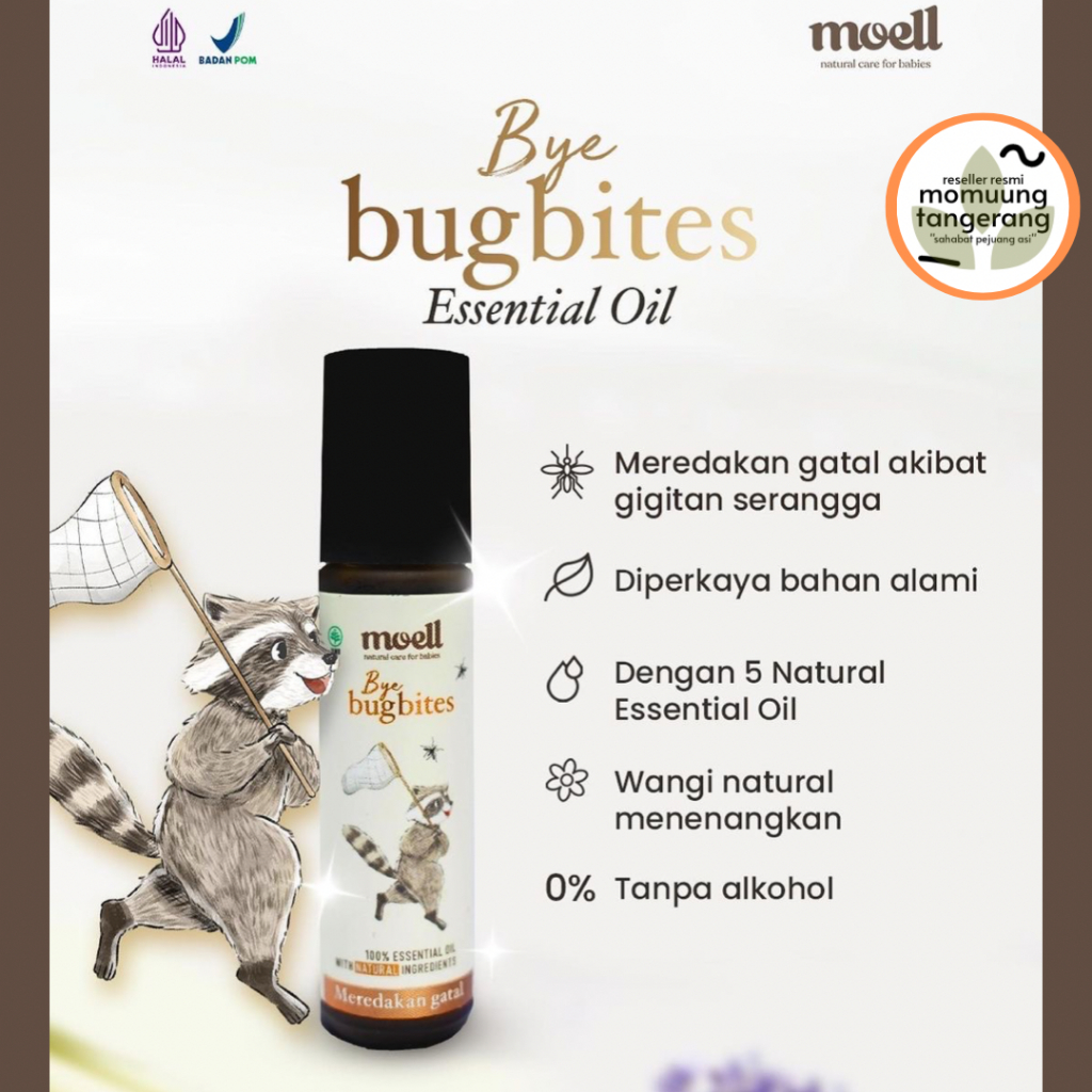 MOELL NATURAL ORGANIK ESSENTIAL OIL TUMMY WIND STUFFY NOSE CALM ME FIT ME BUG BITES FIRST CARE TANGERANG