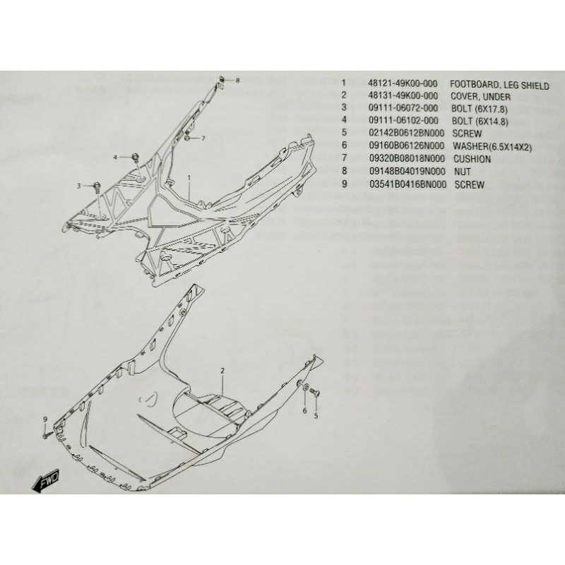 Cover Dek Bawah pijakan kaki Suzuki Nex II Nex 2